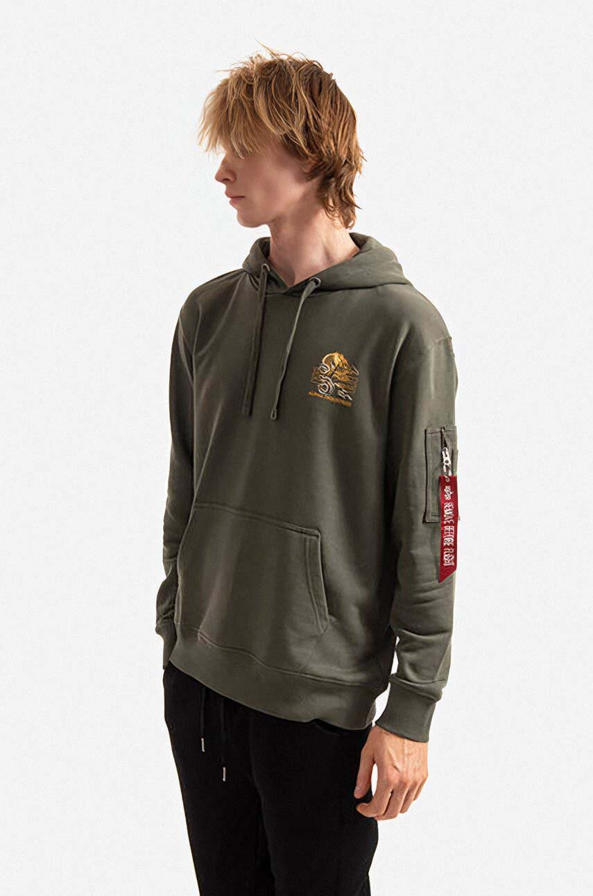 Alpha Industries sweatshirt men's green color | buy on PRM