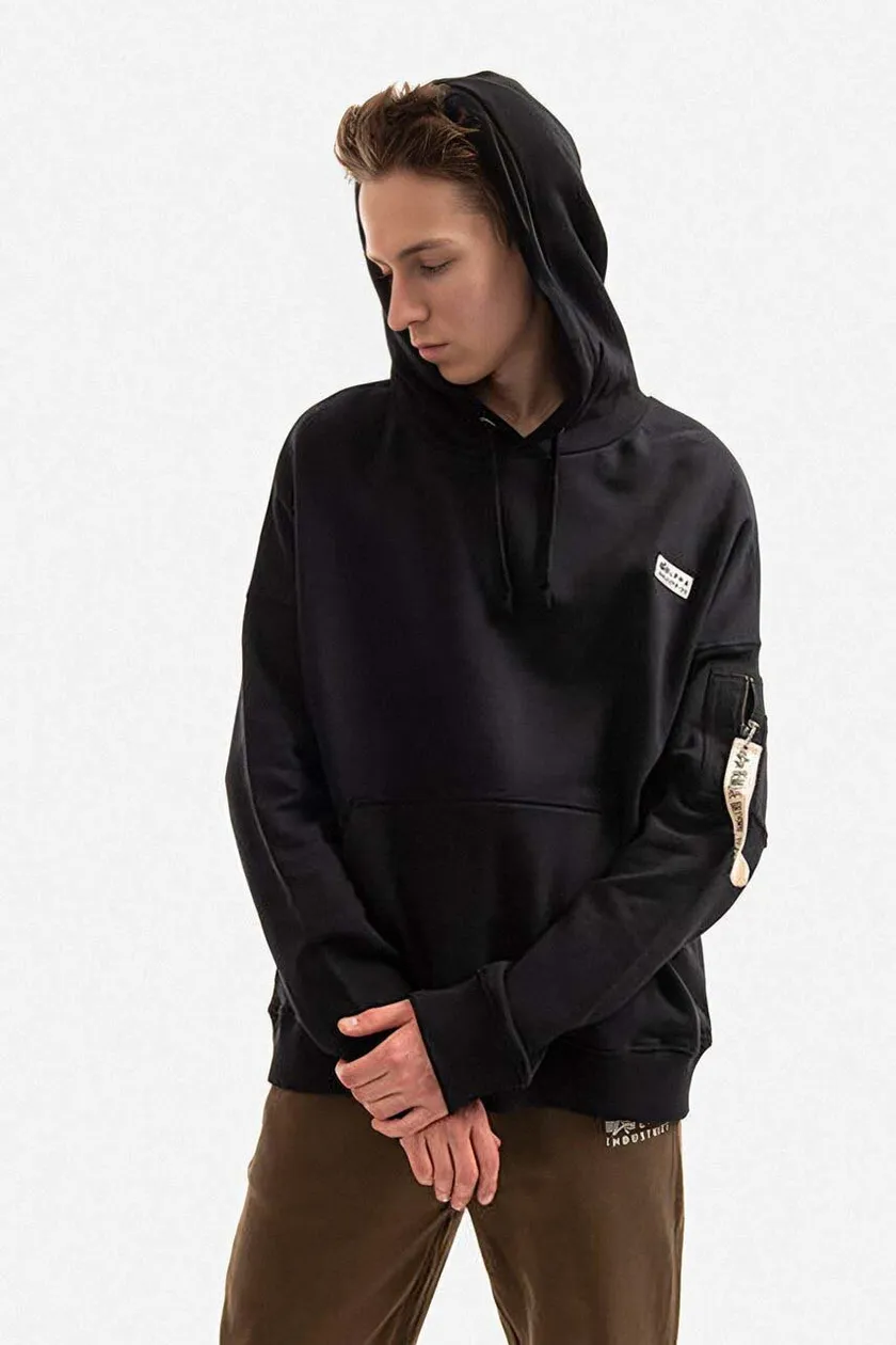 Alpha Industries cotton sweatshirt men's black color | buy on PRM