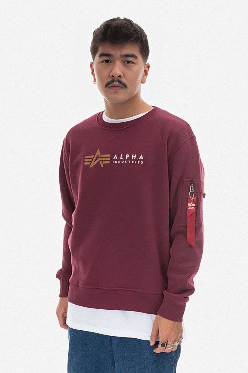 Alpha Industries sweatshirt men\'s maroon color | buy on PRM