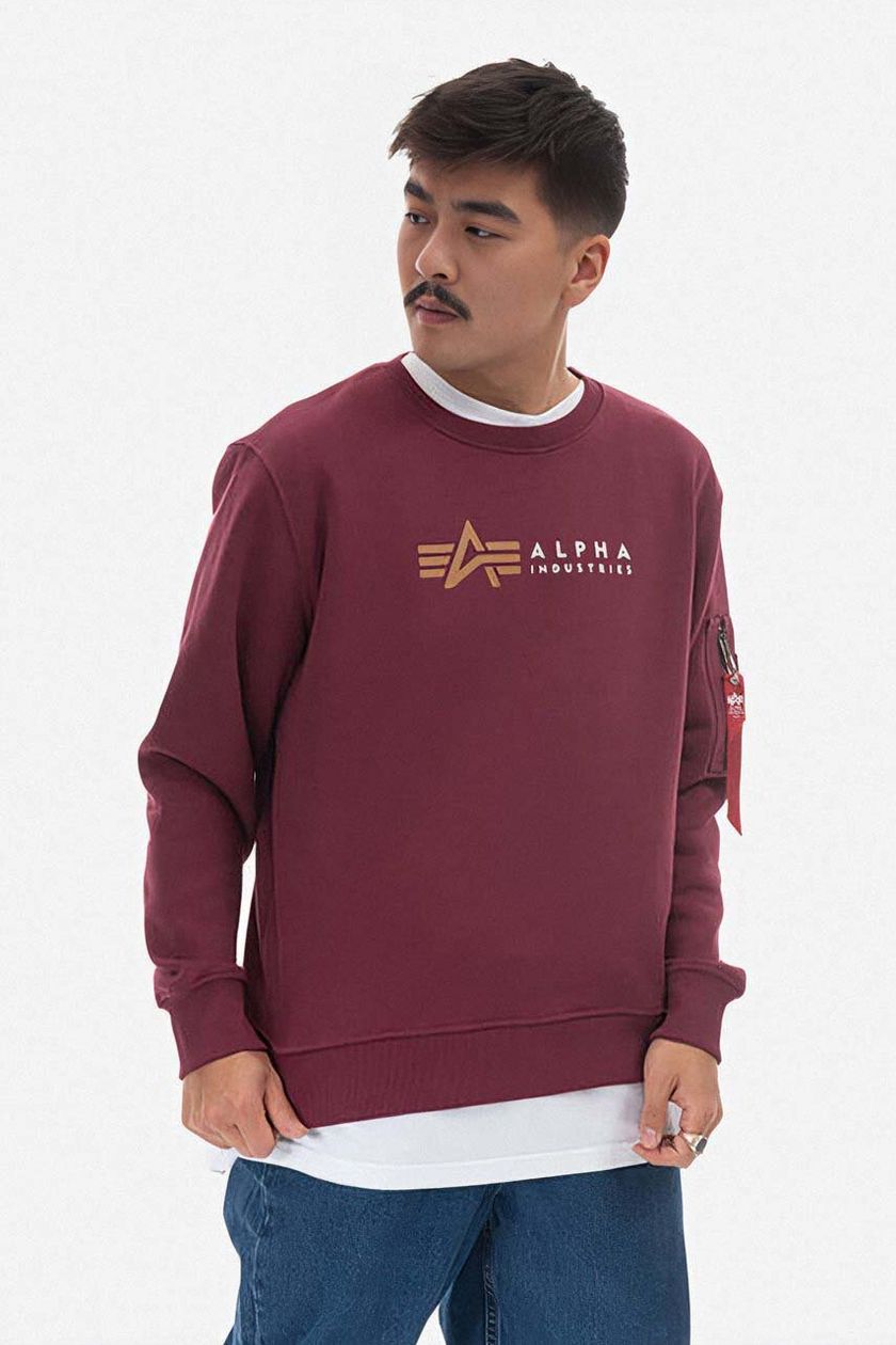 Alpha Industries sweatshirt men\'s maroon color | buy on PRM