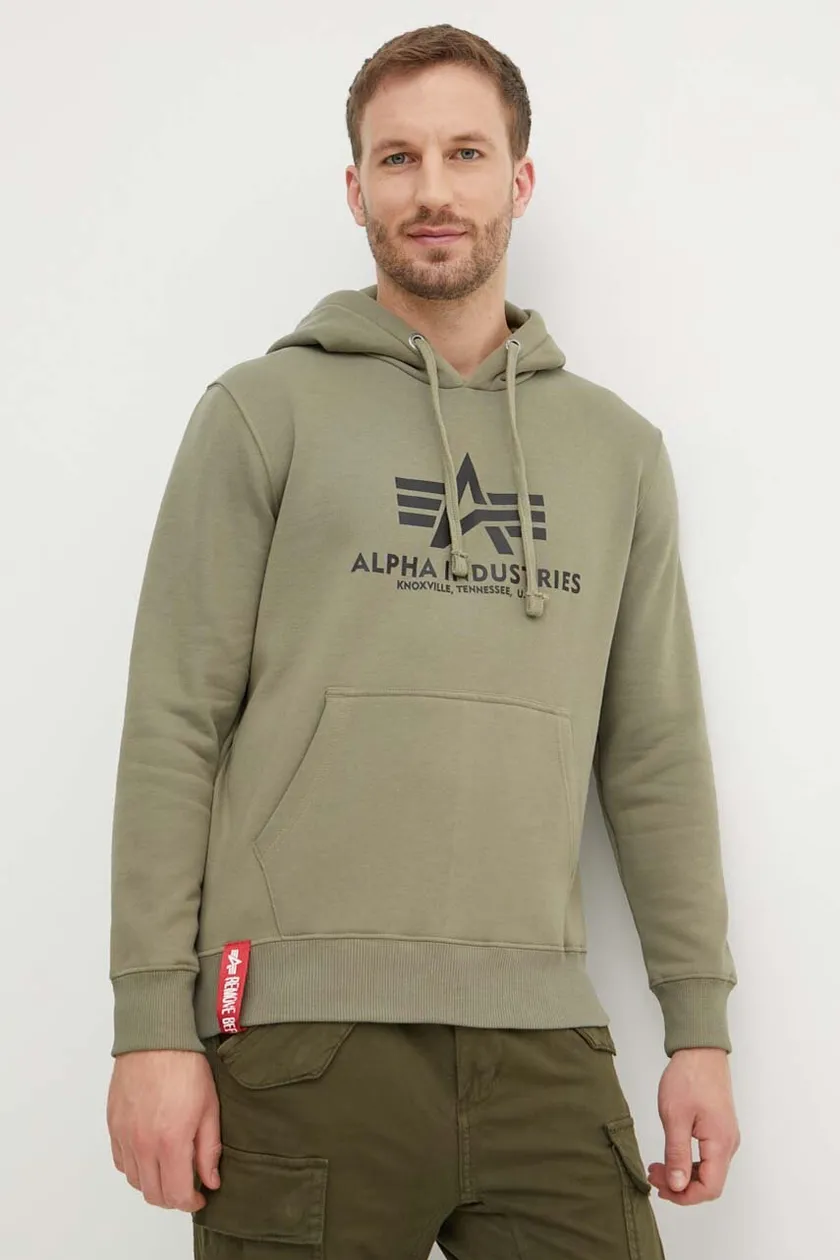 Alpha Industries sweatshirt Basic men\'s Hoody | buy on 178312.11 green PRM color