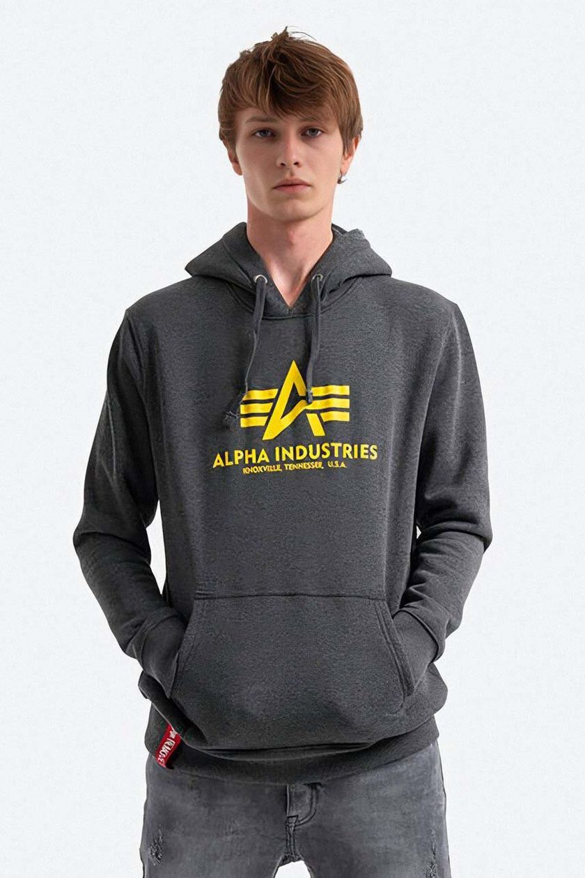 Alpha Industries sweatshirt Basic Hoody men's black color | buy on PRM