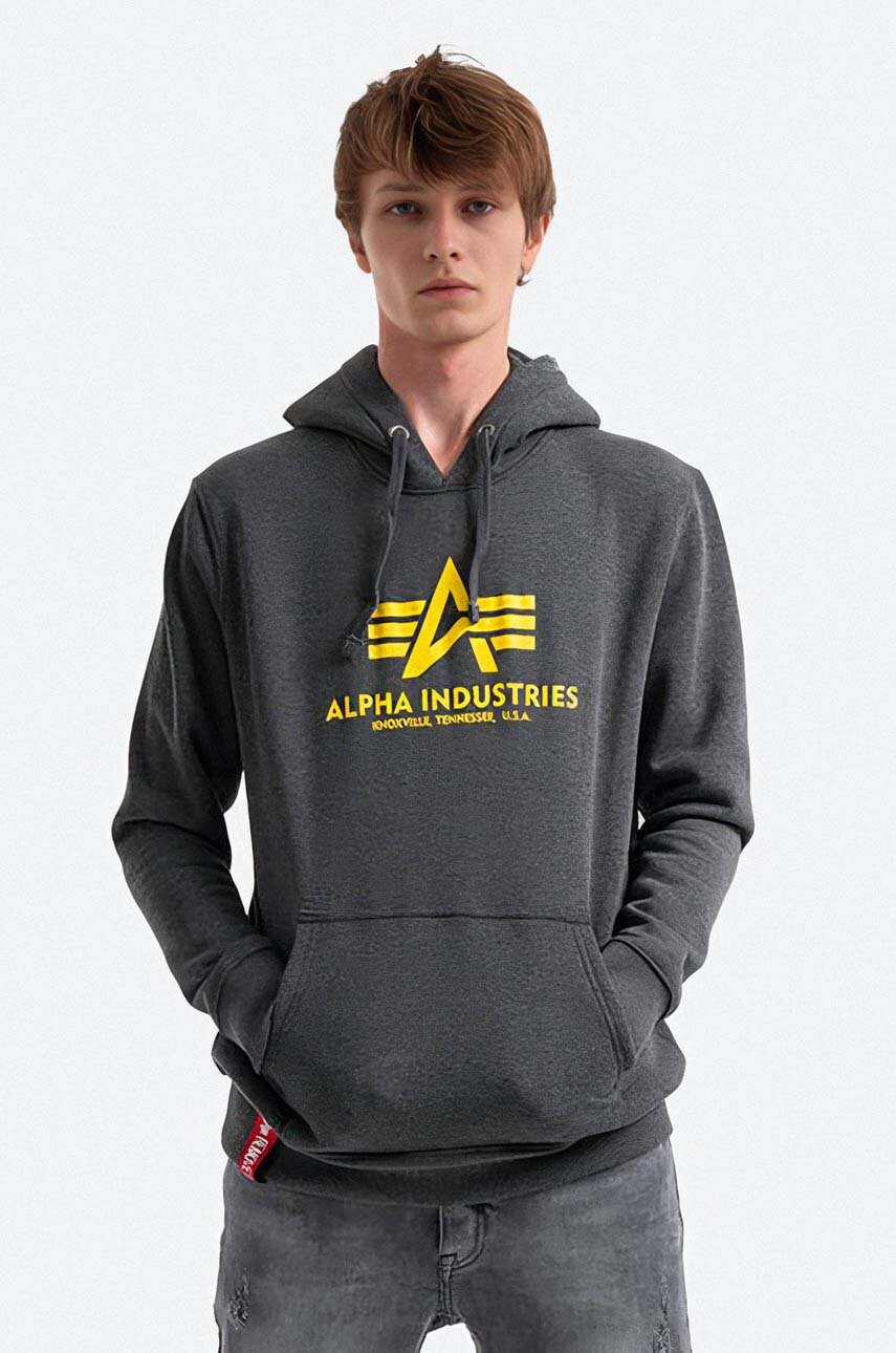 Alpha Industries sweatshirt Basic Hoody men's black color | buy on PRM