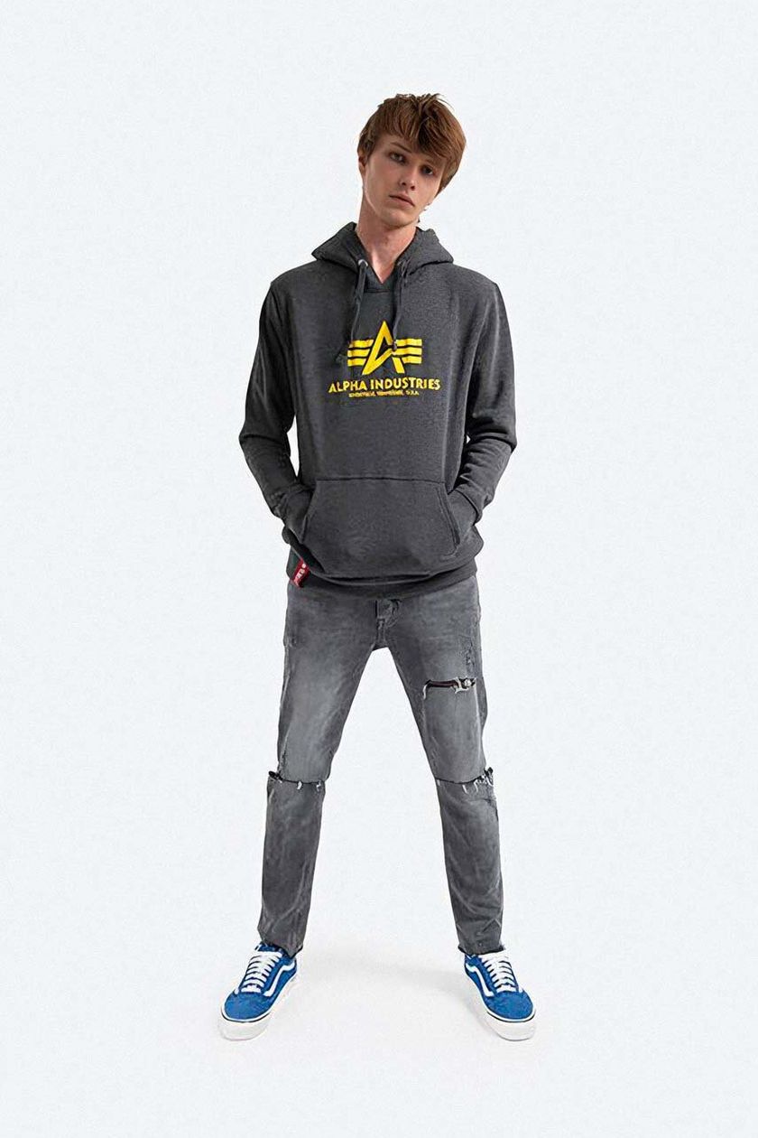 color Basic Hoody sweatshirt Alpha on Industries PRM men\'s buy | black