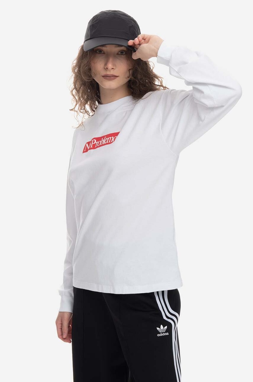 ★ARIES★ Prablum Supreme LS T-Shirt White STAR60023WHT STAR Aries cotton longsleeve top white color Aries Problemo