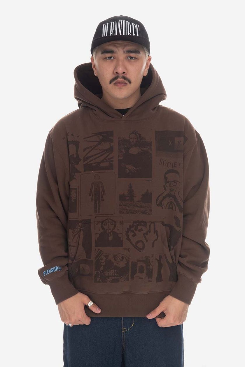 PLEASURES sweatshirt Choices Hoodie men's brown color