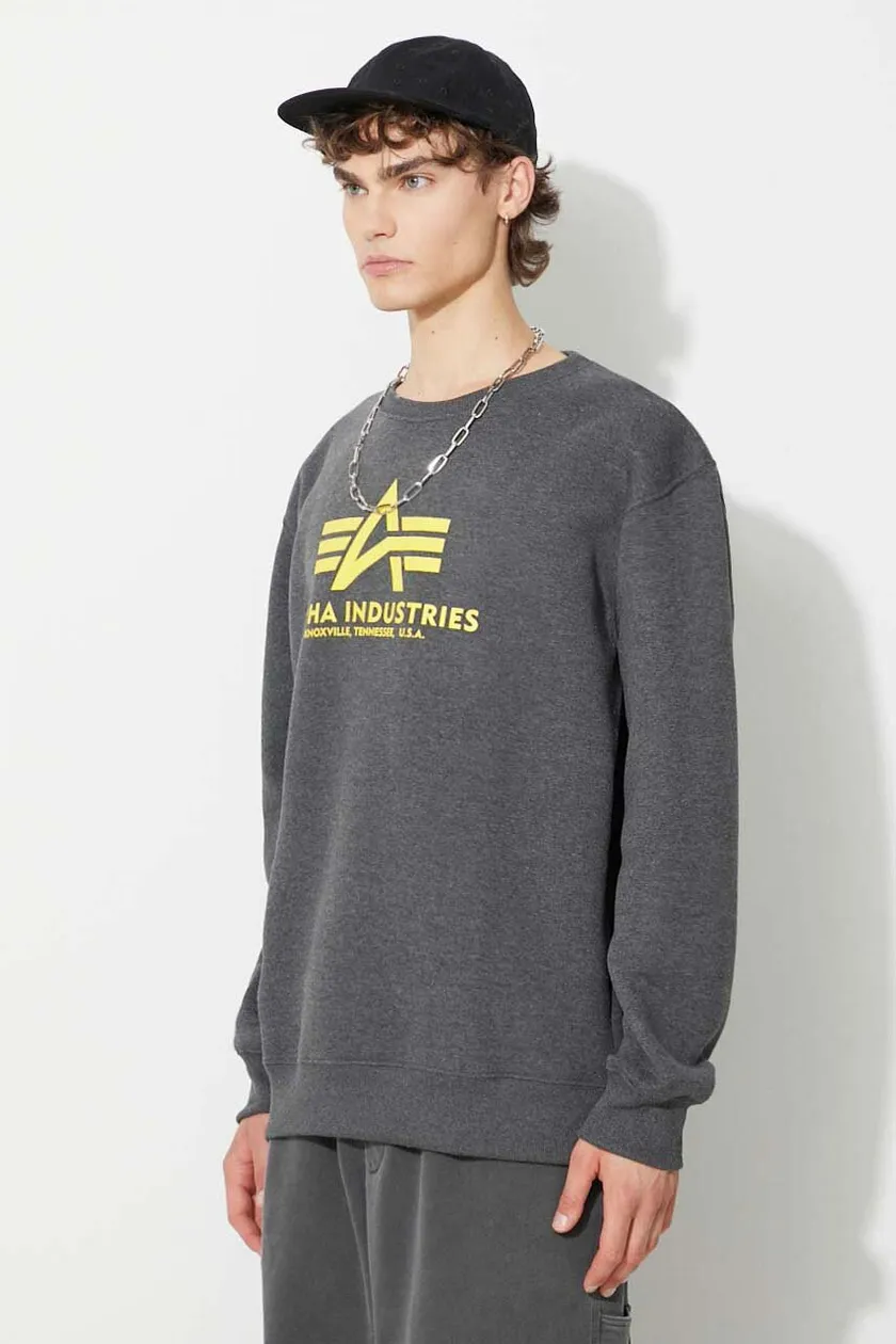 Alpha Industries sweatshirt Basic Sweater men's gray color | buy on PRM