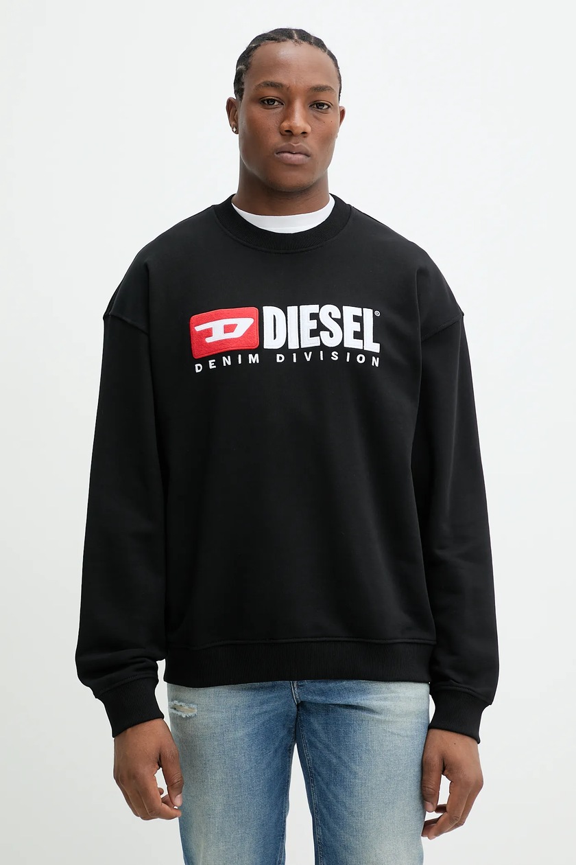 Хлопковая кофта Diesel S-BOXT-HOOD-ZIP-DIV мужская цвет чёрный с