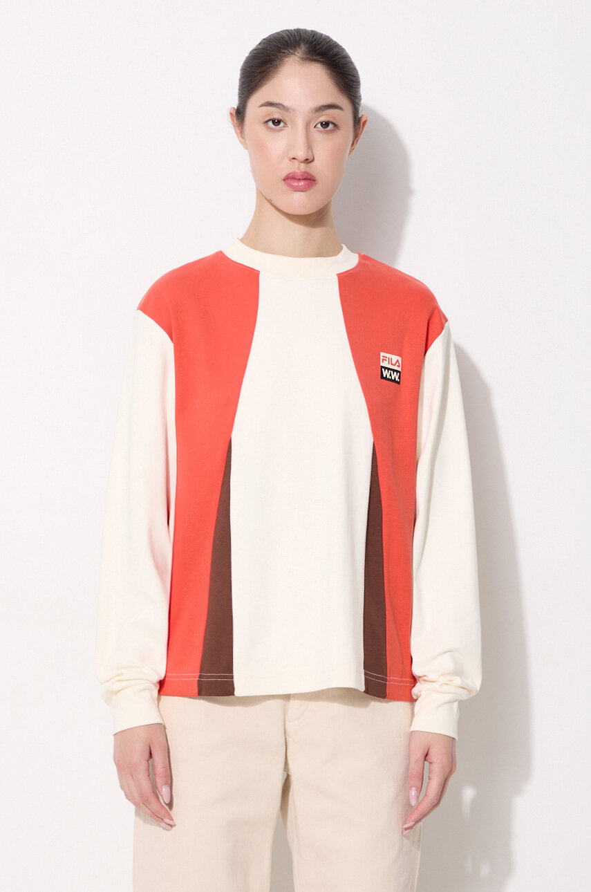 Wood Wood cotton longsleeve top X Fila white color at PRM US
