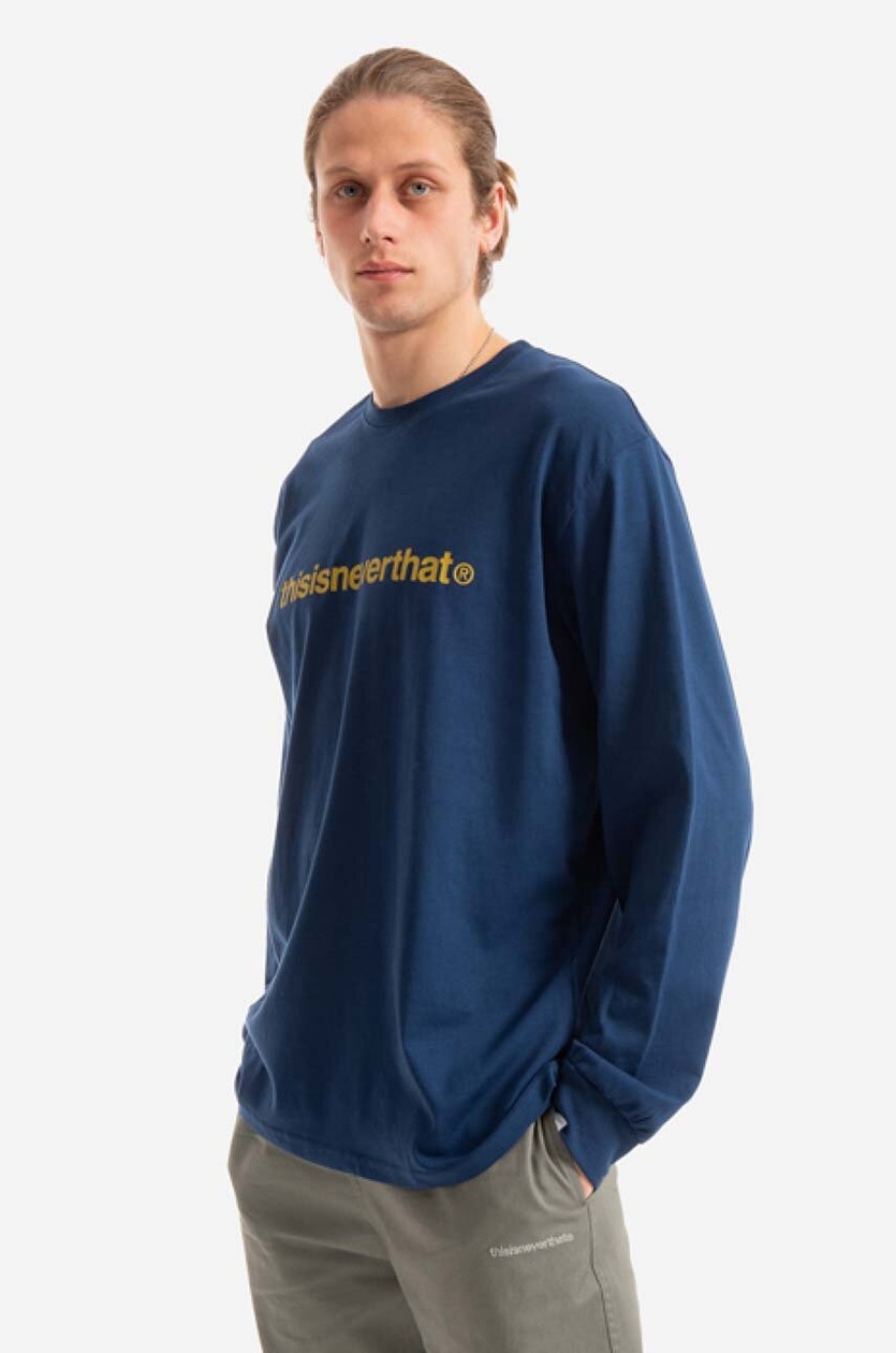 thisisneverthat cotton longsleeve top T-Logo L/S Tee navy blue