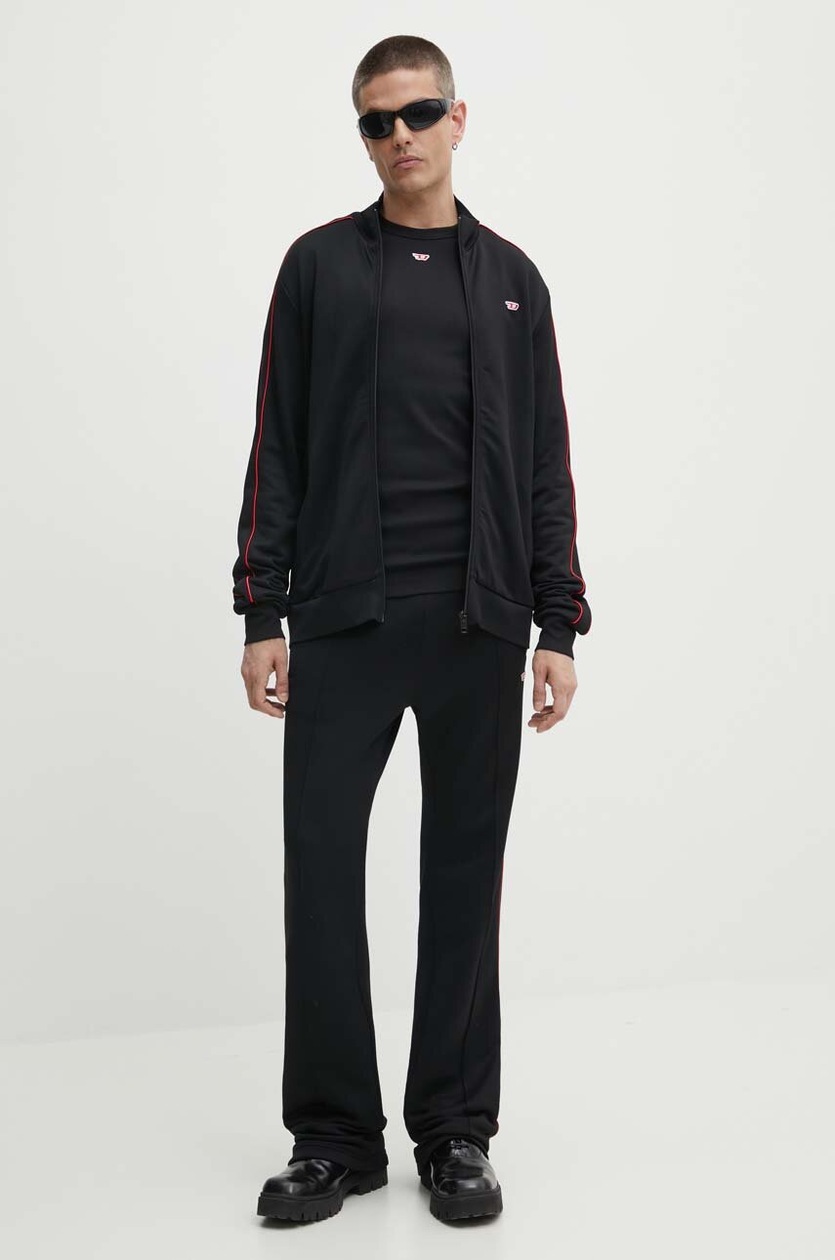 Diesel longsleeve D-RIBBER-LS-N męski kolor czarny gładki