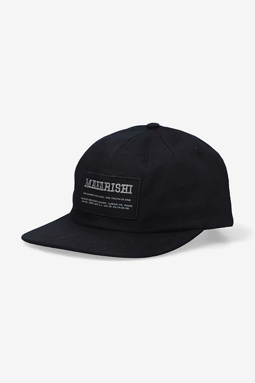 Maharishi czapka z daszkiem bawełniana Miltype 6-Panel Cap kolor czarny z aplikacją 9751.BLACK-BLACR