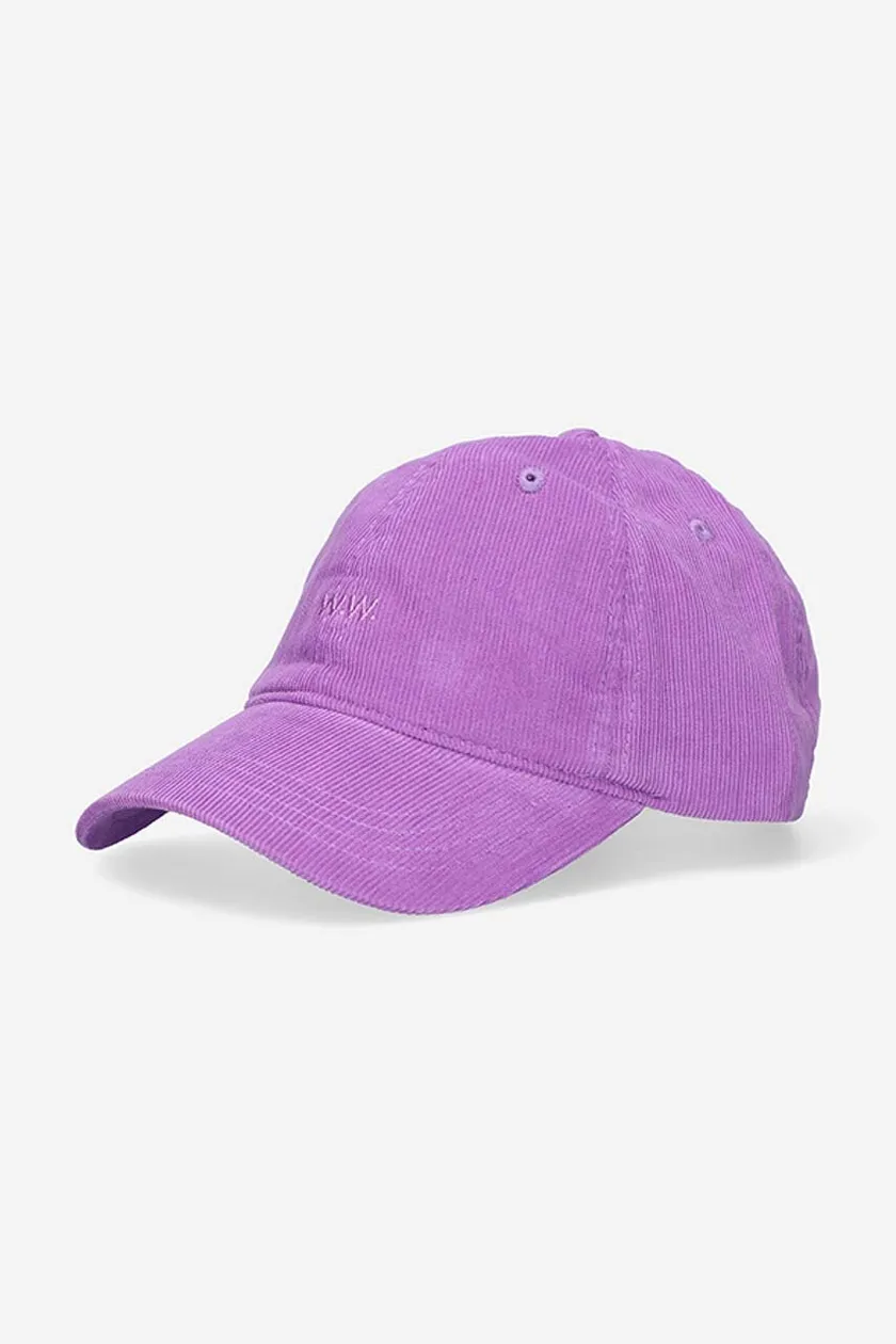 Wood Wood czapka z daszkiem sztruksowa Low profile corduroy cap kolor fioletowy gładka 12130810.9016