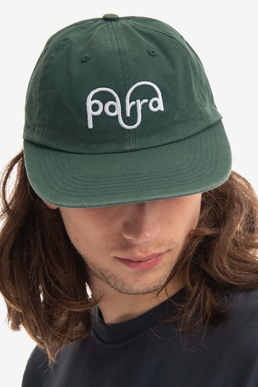 by Parra czapka z daszkiem bawełniana Weird Logo kolor zielony z aplikacją 48256-GREEN