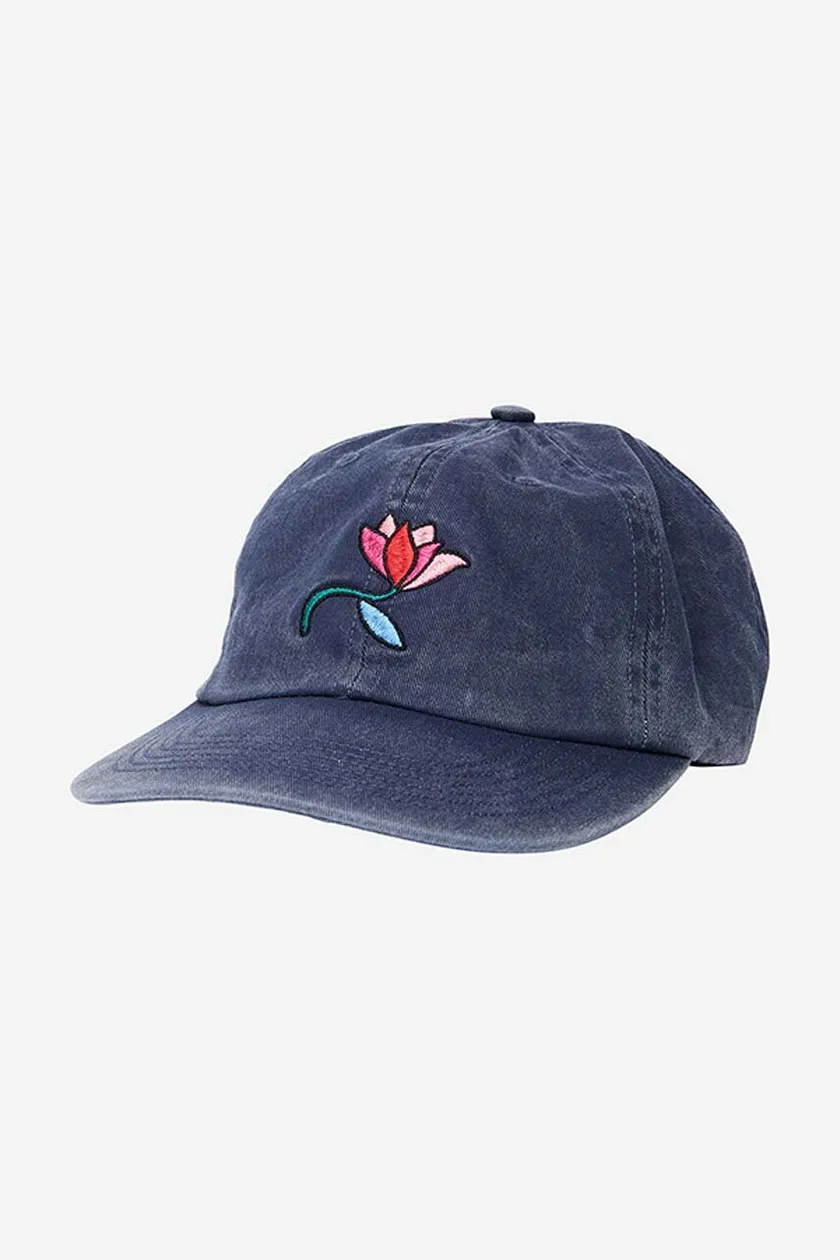 by Parra czapka z daszkiem bawełniana Secret Flower kolor granatowy z aplikacją 48150-NAVY.BLUE