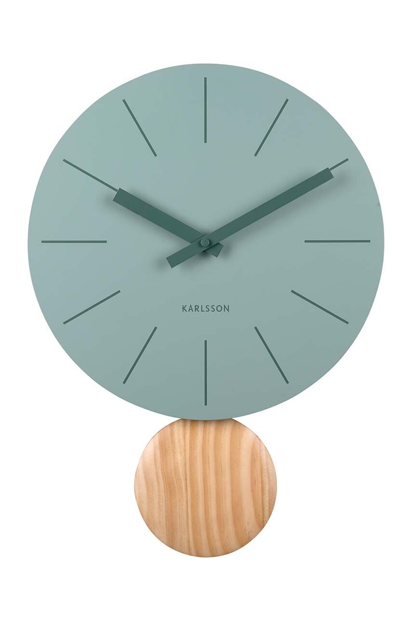 Orologio Da Parete A Cucù Karlsson - Design Naturale In Legno Betulla, Verde Giungla, 31.5 Cm - Foto 2