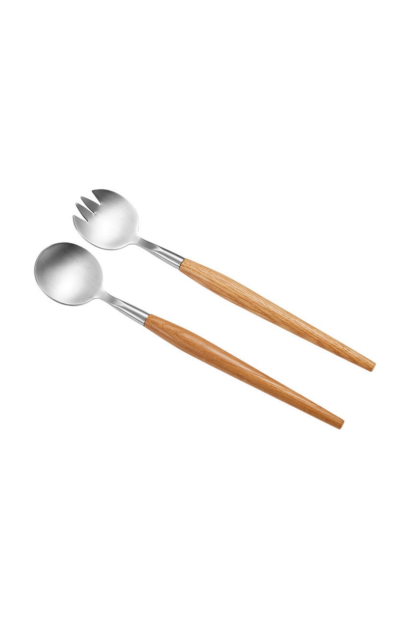 Set Insalatiera In Legno Di Acacia – Ciotola 24 Cm (1480 Ml) Con Cucchiaio E Forchetta Da Portata, Naturale E Unico