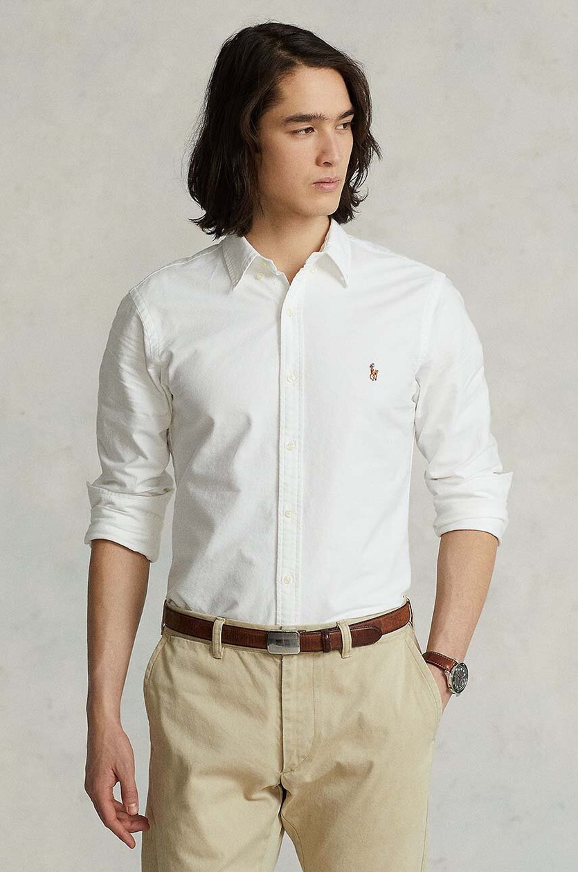 Polo Ralph Lauren linen shirt Long Sleeve Sport Shirt white color