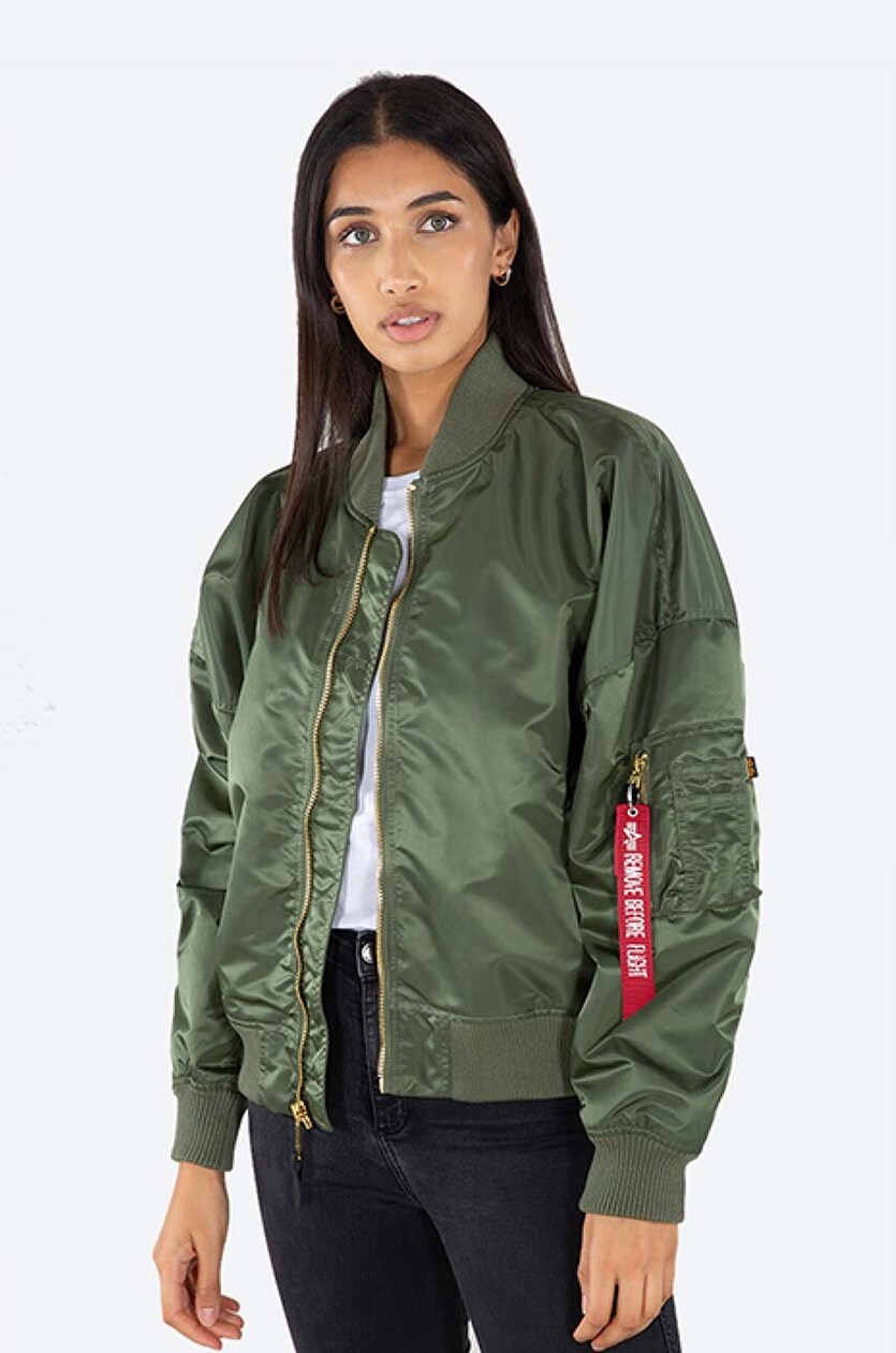 Alpha Industries bomber jacket women's green color at PRM US Alpha Industries bomber jacket women's green color at PRM US
