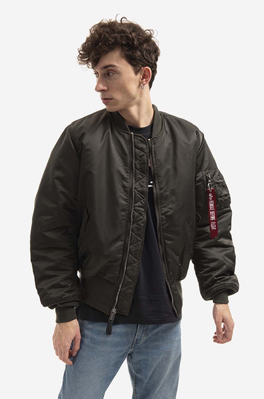 Alpha Industries reversible bomber jacket Ma-1 Reversible men's green color