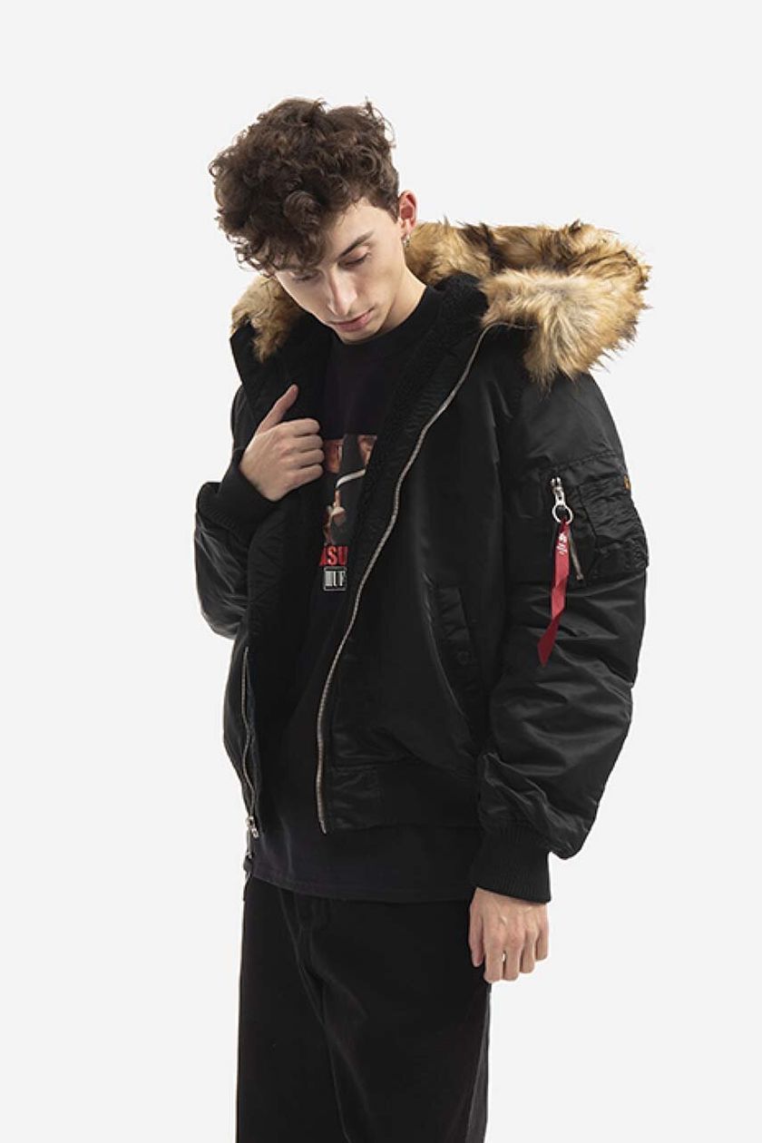 Alpha Industries jacket black color on Arctic Ma-1 PRM Hooded men\'s | buy