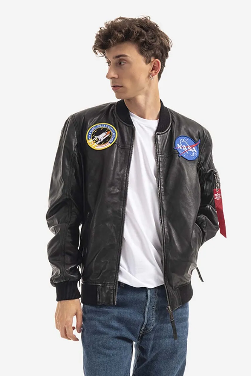 Alpha Industries leather bomber jacket Ma-1 Lw Nasa Leather men's