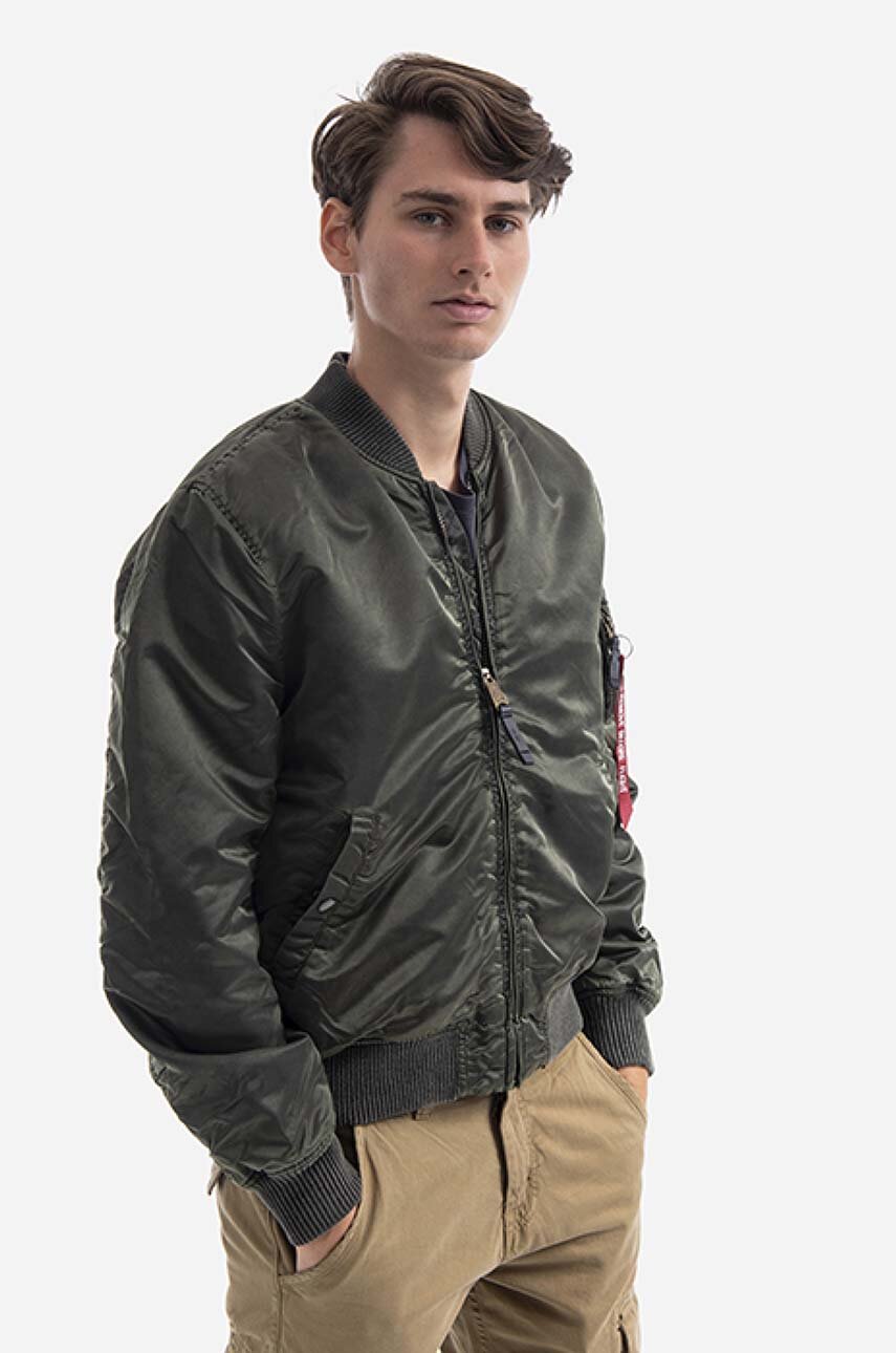 Alpha Industries menﾒs 59 green VF color Battlewash buy | MA-1 PRM bomber on jacket