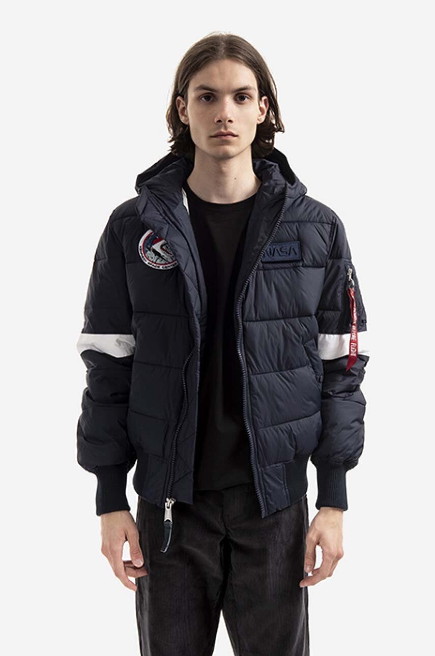 Alpha Industries jacket Hooded Puffer FD NASA men's navy blue color | buy  on PRM