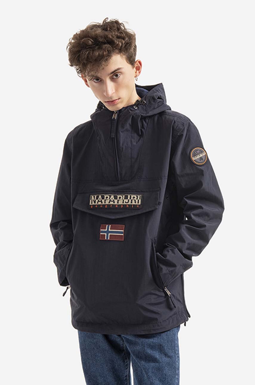 Napapijri rain jacket men s navy blue color at PRM US