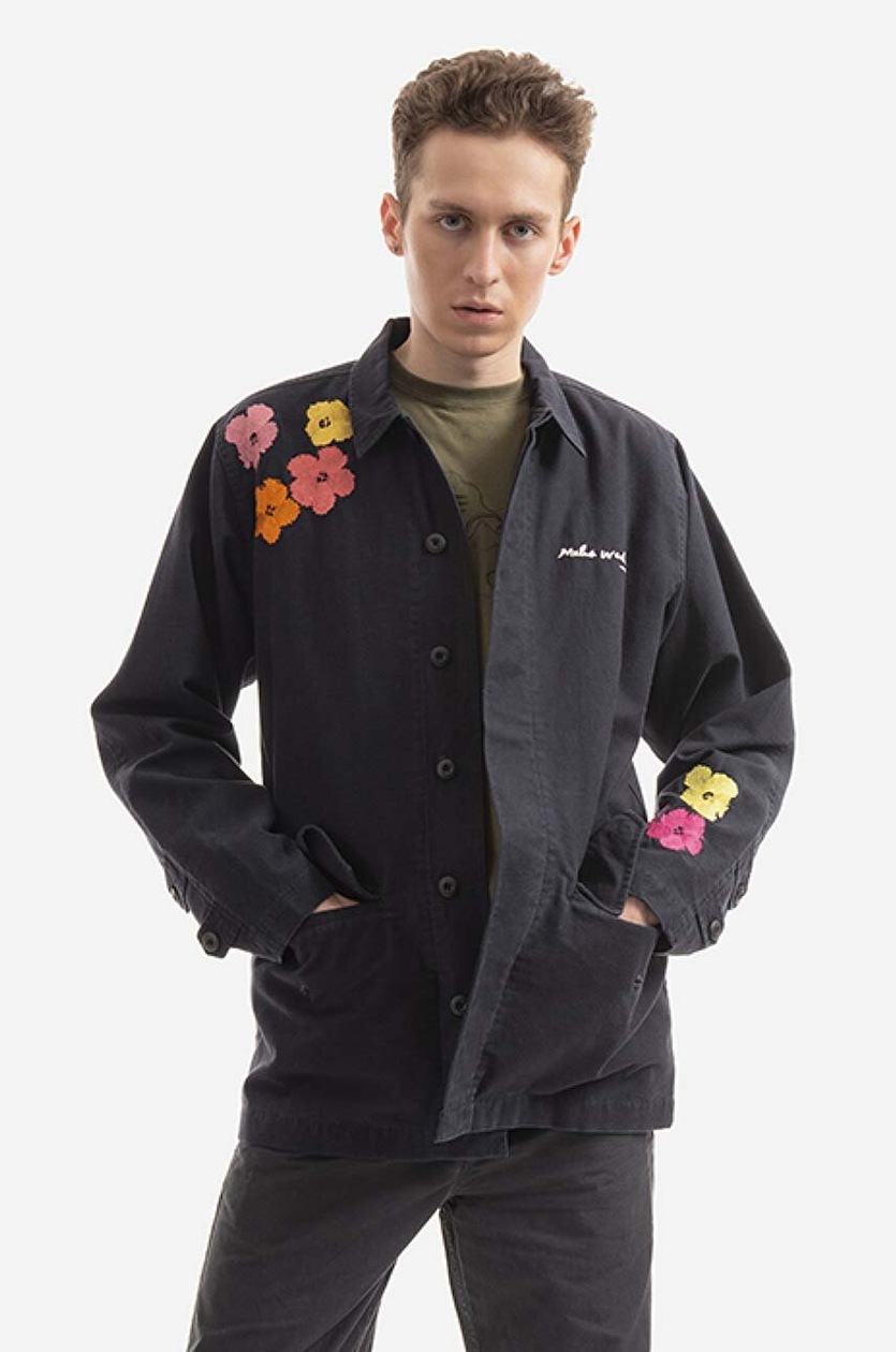 maharishi ジャケット　刺繍 Maharishi jacket Flowers x Warhol men's black color at PRM US