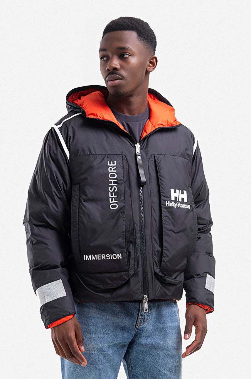 Helly Hansen reversible jacket Heritage Reversible Puffer men's black color