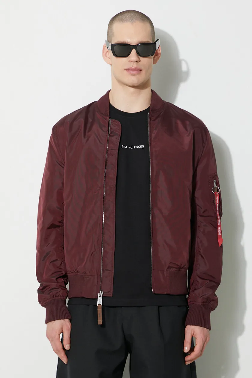 Alpha Industries bomber jacket men s maroon color at PRM US