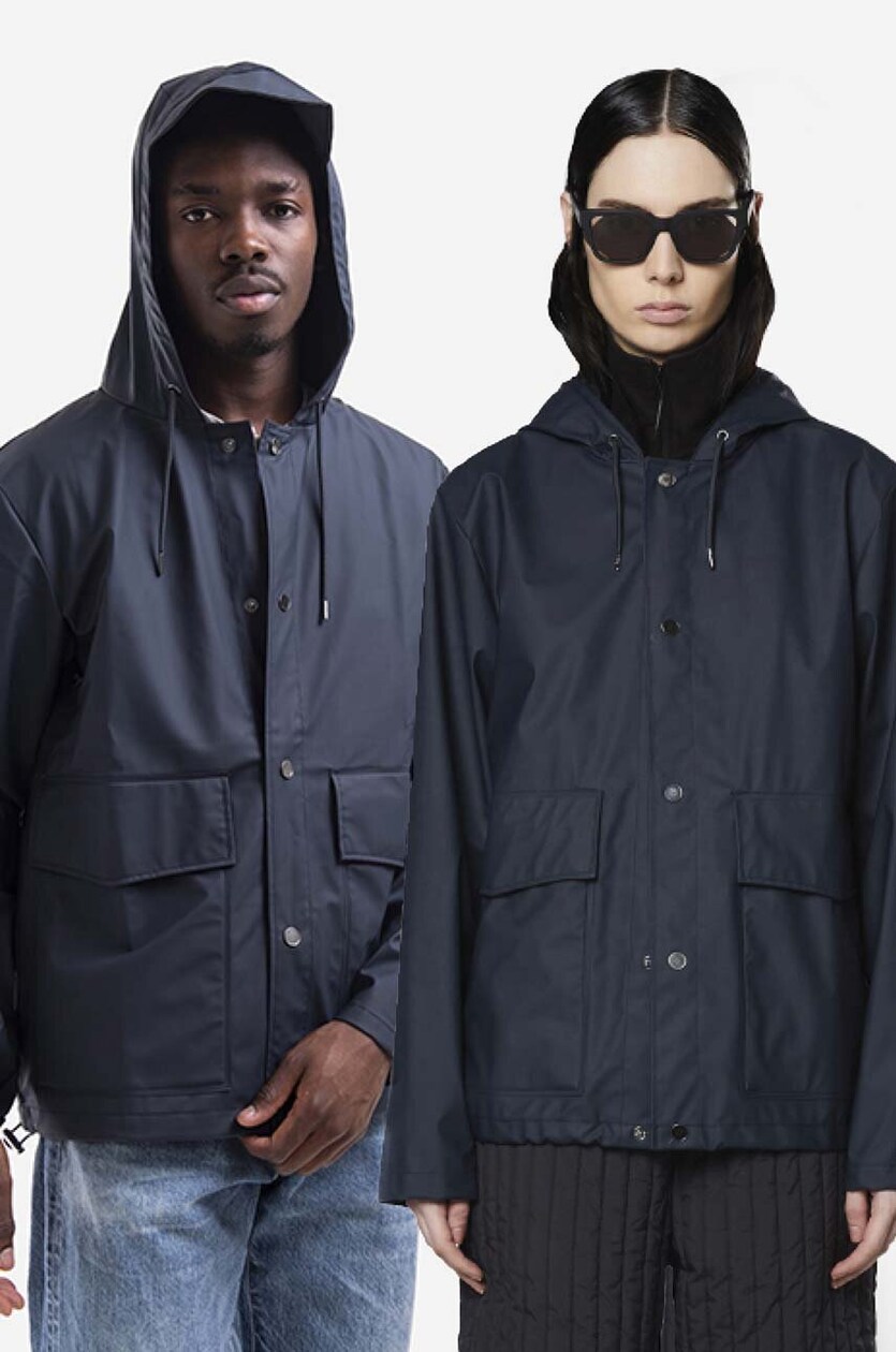 Short hooded rain clearance jacket