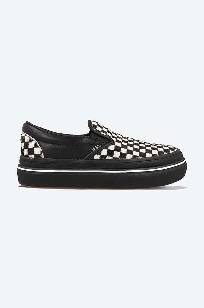 Vans leather plimsolls UA Super ComfyCush women's black color