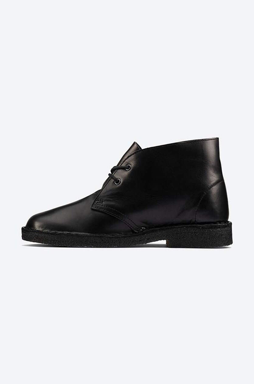 Clarks desert boots black leather cheap