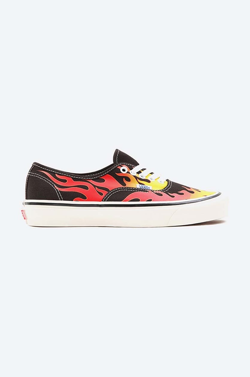 Vans authentic flame hotsell plimsolls in black