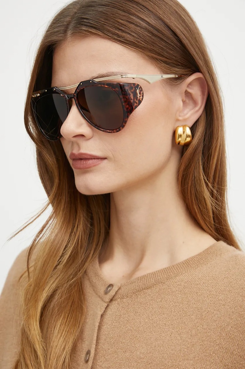 Солнцезащитные очки Saint Laurent женские цвет коричневый SL 214