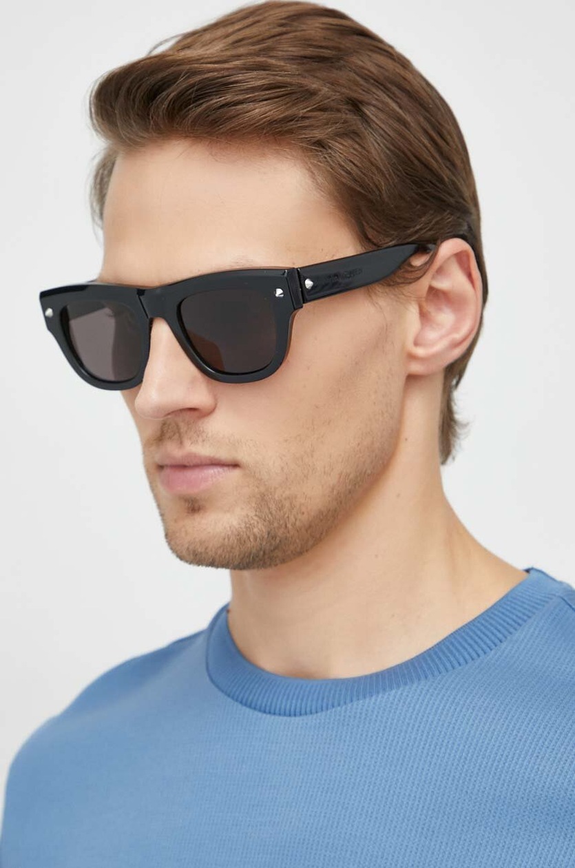 サングラス Alexander Mcqueen OCCHIALI DA SOLE Men's McQueen Logo Rectangular Sunglasses in Black