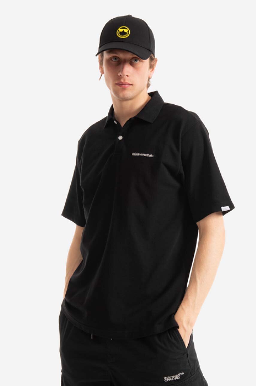 thisisneverthat cotton polo shirt T-Logo S/S Jersey black thisisneverthat cotton polo shirt T-Logo S/S Jersey black