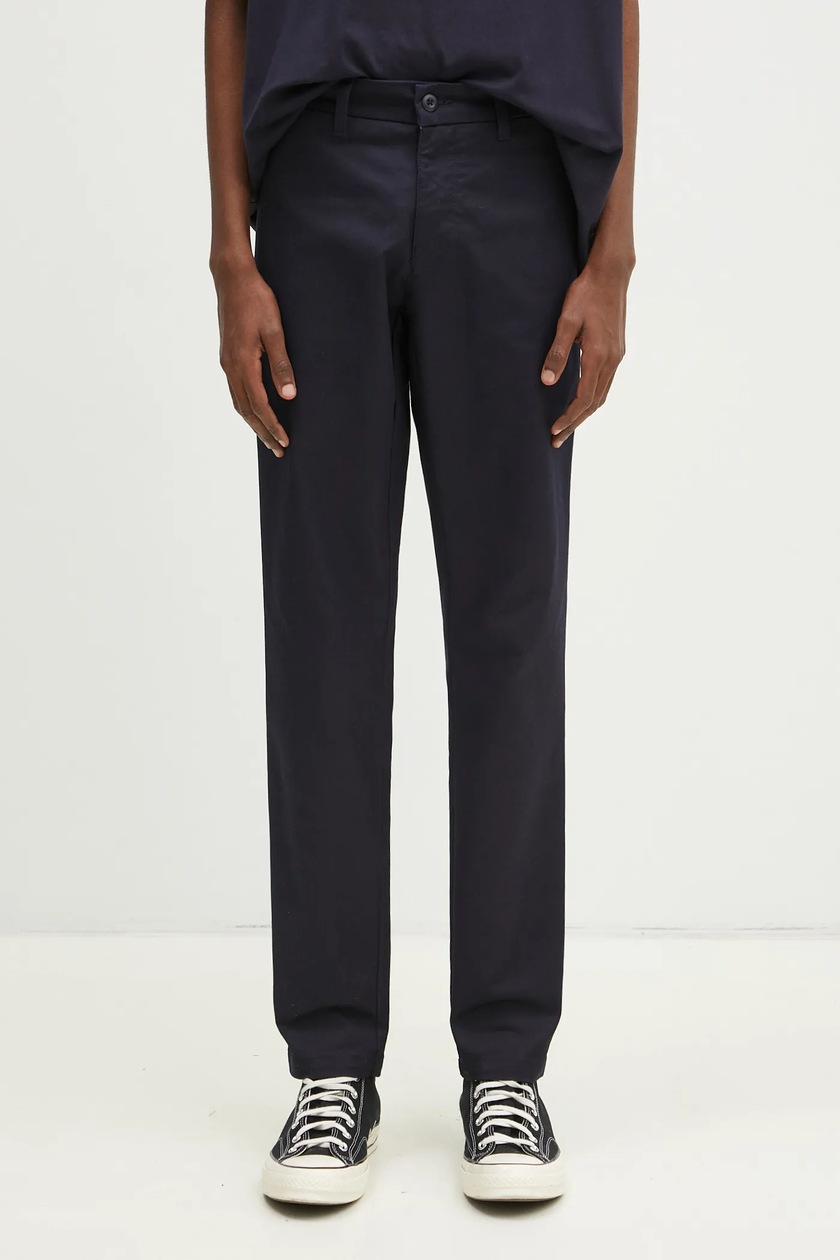 Carhartt WIP cotton trousers Double Knee Pant navy blue color