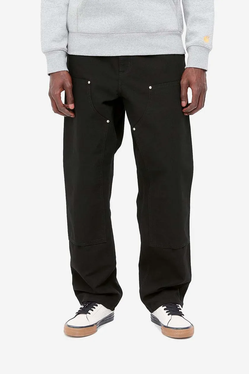 Carhartt WIP cotton trousers Double Knee Pant black color