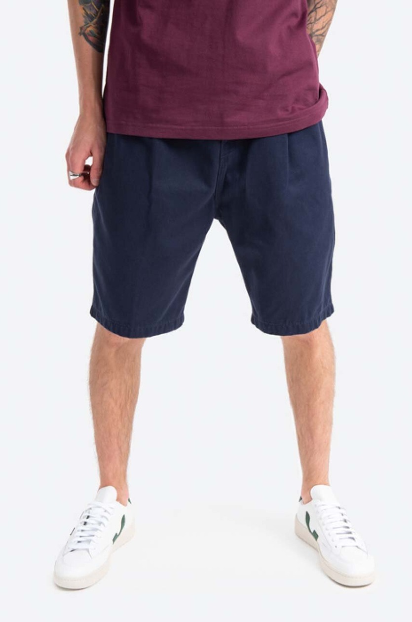 Carhartt WIP cotton shorts Abbott navy blue color at PRM US