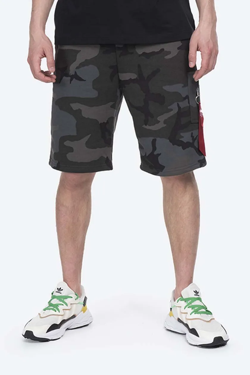 Alpha Industries shorts X-Fit Cargo Short Camo men's gray color | buy on PRM