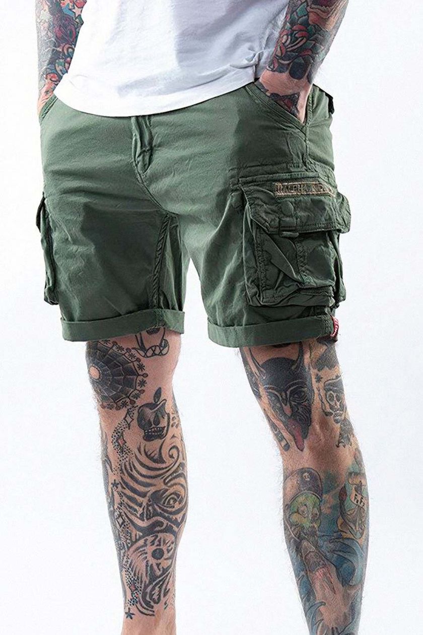 Alpha Industries cotton green Crew Short shorts on PRM color buy 