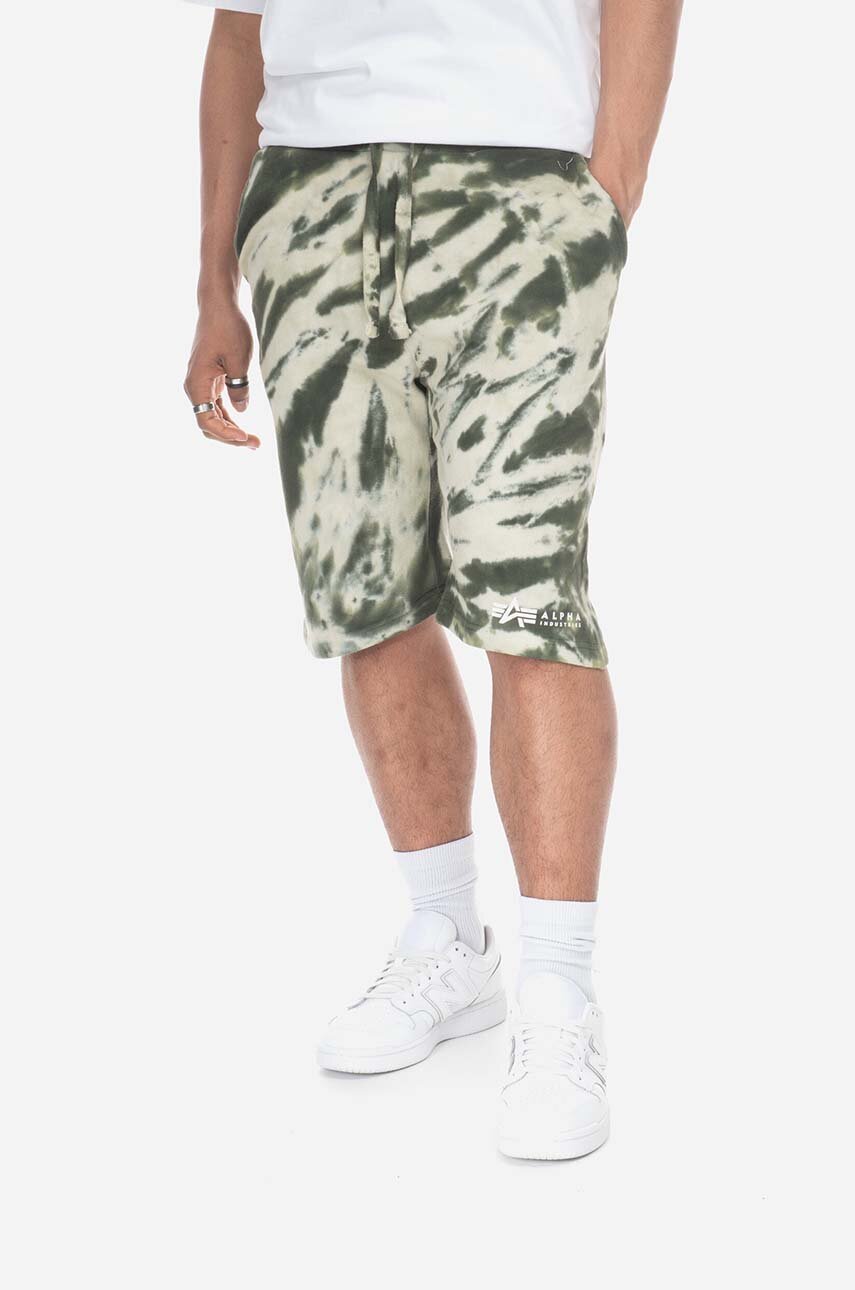 Alpha Industries shorts Tie Dye men's green color | buy on PRM