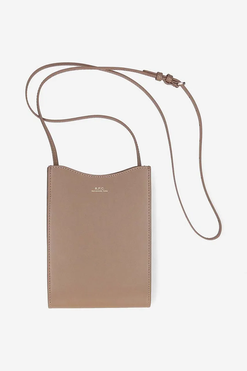 A.P.C. leather pouch Neck Pouch Jamie PXB brown color buy on PRM