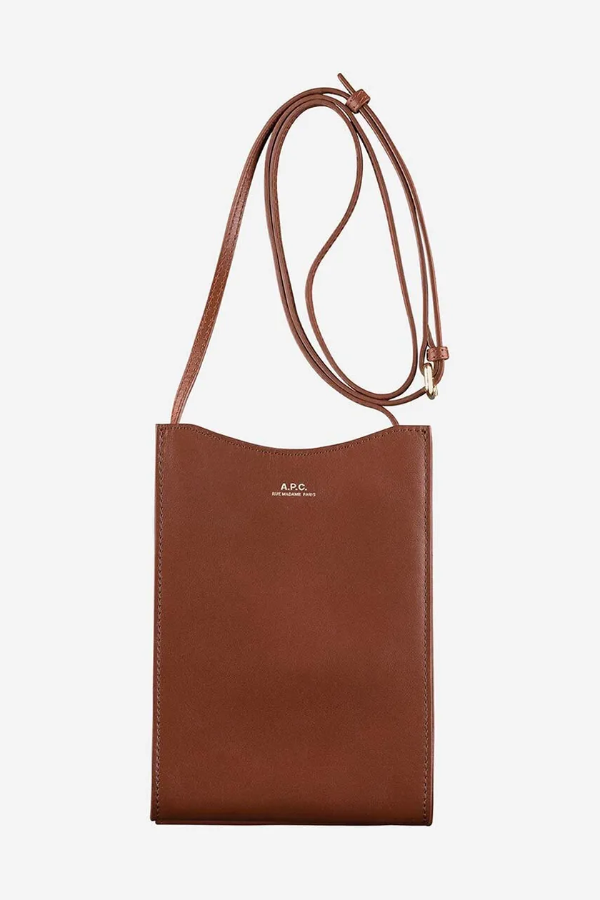 A.P.C. leather pouch Neck Pouch Jamie PXB brown color buy on PRM