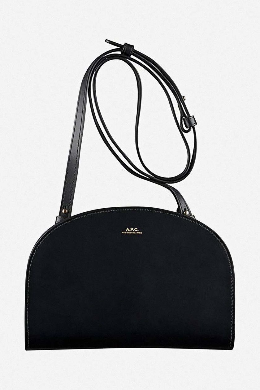 Demi-lune leather crossbody bag APC Black in Leather - 33119918