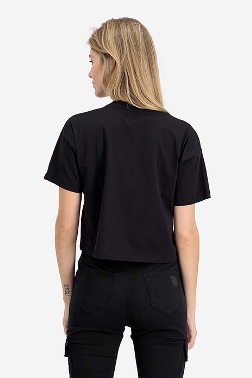 Alpha Industries cotton T-shirt Basic T COS ML Foil Print black color | buy  on PRM