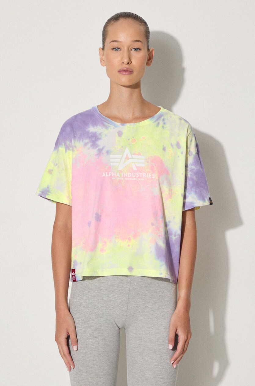 Alpha Industries cotton T shirt Basic Tee Batik COS Wmn pink color at PRM US